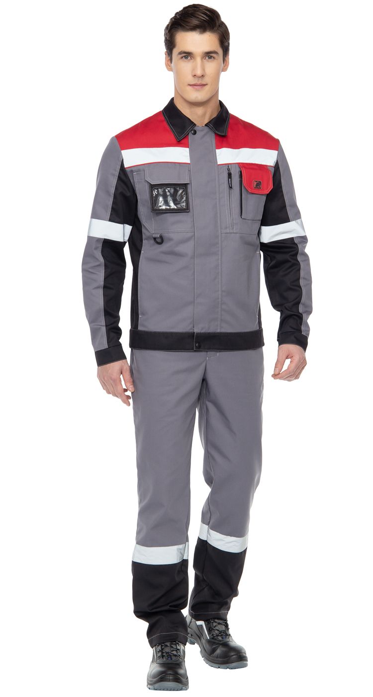 Куртка мужская летняя Виват серо-черно-красная