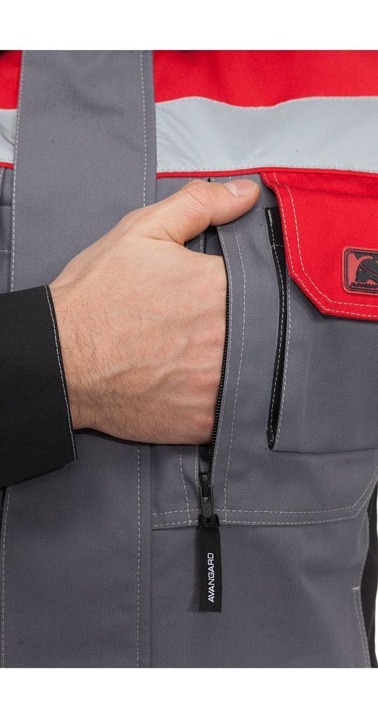 Куртка мужская летняя Виват серо-черно-красная