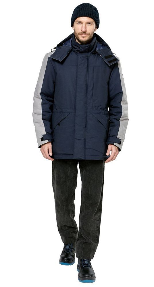 Куртка мужская утепленная рабочая Челленджер синяя с серым
