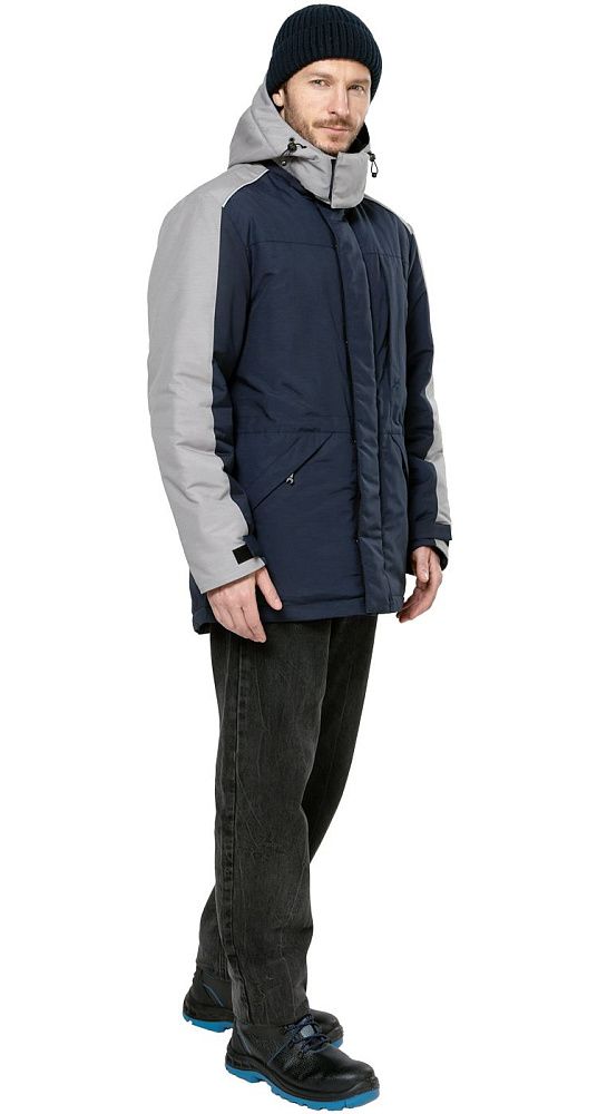 Куртка мужская утепленная рабочая Челленджер синяя с серым
