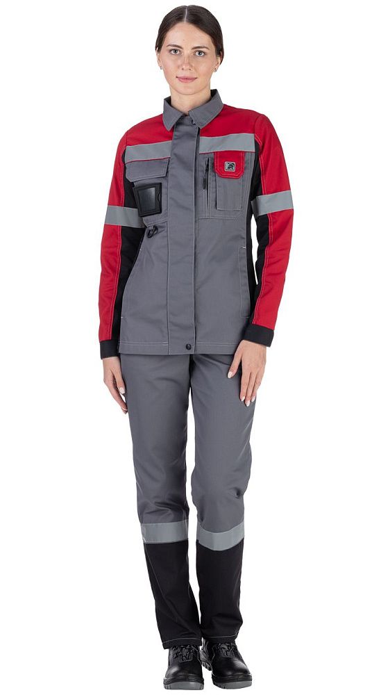 Куртка женская рабочая летняя для ИТР Виват NEW серо-черно-красная
